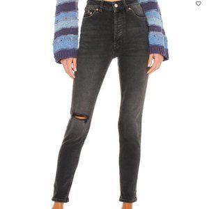 Free People Zuri Mom Jean in Dusty Roads Black NWT